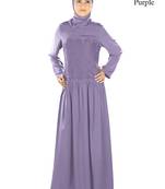 MyBatua Purple Poly Crepe Arabian Style Islamic Wear For Women Muslim Abaya With Hijab