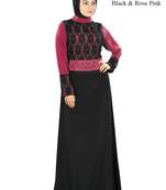 MyBatua Multicolor Poly Crepe Arabian Style Islamic Wear For Women Muslim Abaya With Hijab
