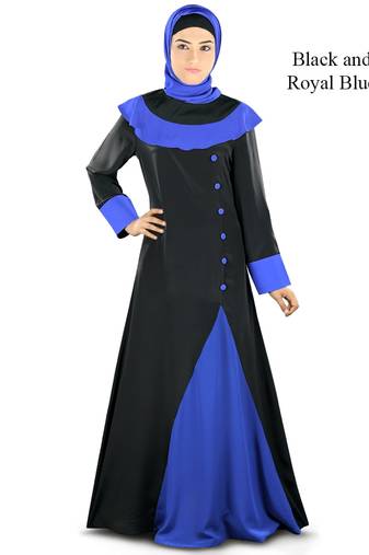 MyBatua Multicolor Poly Crepe Arabian Style Islamic Wear For Women Muslim Abaya With Hijab