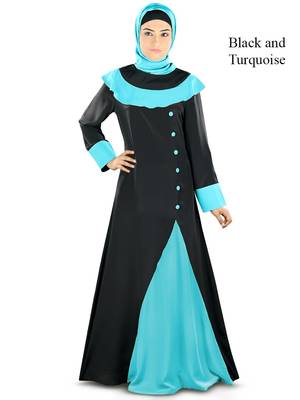 MyBatua Multicolor Poly Crepe Arabian Style Islamic Wear For Women Muslim Abaya With Hijab 1