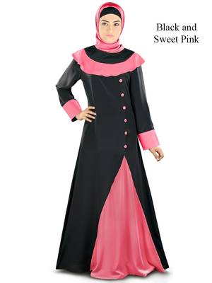 MyBatua Multicolor Poly Crepe Arabian Style Islamic Wear For Women Muslim Abaya With Hijab 1