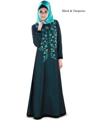 MyBatua Multicolor Polyester Arabian Style Islamic Wear For Women Muslim Abaya With Hijab 1