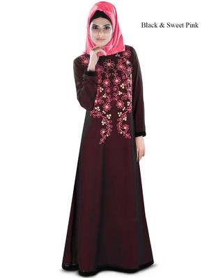 MyBatua Multicolor Polyester Arabian Style Islamic Wear For Women Muslim Abaya With Hijab 1
