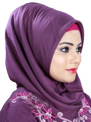 MyBatua Purple Viscose Arabian Style Islamic Wear For Women Muslim Abaya With Hijab 3