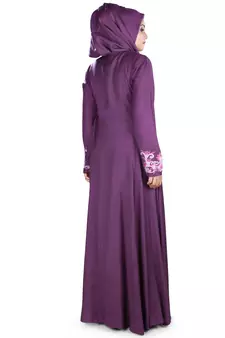 MyBatua Purple Viscose Arabian Style Islamic Wear For Women Muslim Abaya With Hijab