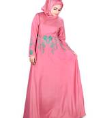 MyBatua Pink Viscose Arabian Style Islamic Wear For Women Muslim Abaya With Hijab