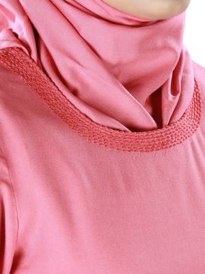 MyBatua Pink Viscose Arabian Style Islamic Wear For Women Muslim Abaya With Hijab 3