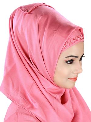 MyBatua Pink Viscose Arabian Style Islamic Wear For Women Muslim Abaya With Hijab 4