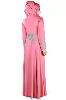 MyBatua Pink Viscose Arabian Style Islamic Wear For Women Muslim Abaya With Hijab