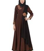 MyBatua Brown Polyester Arabian Style Islamic Wear For Women Muslim Abaya With Hijab