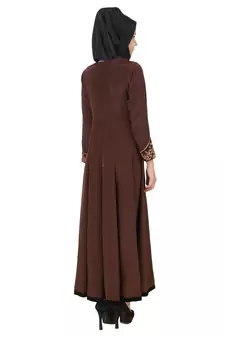 MyBatua Brown Polyester Arabian Style Islamic Wear For Women Muslim Abaya With Hijab