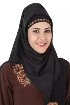MyBatua Brown Polyester Arabian Style Islamic Wear For Women Muslim Abaya With Hijab