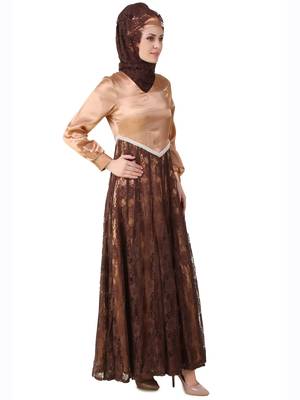 MyBatua Multicolor Satin Arabian Style Islamic Wear For Women Muslim Abaya With Hijab 2