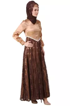 MyBatua Multicolor Satin Arabian Style Islamic Wear For Women Muslim Abaya With Hijab