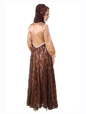 MyBatua Multicolor Satin Arabian Style Islamic Wear For Women Muslim Abaya With Hijab 3