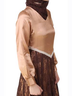 MyBatua Multicolor Satin Arabian Style Islamic Wear For Women Muslim Abaya With Hijab 4