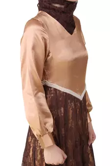 MyBatua Multicolor Satin Arabian Style Islamic Wear For Women Muslim Abaya With Hijab