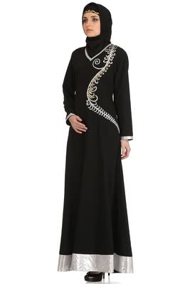 MyBatua Black Polyester Arabian Style Islamic Wear For Women Muslim Abaya With Hijab 1