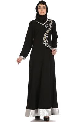 MyBatua Black Polyester Arabian Style Islamic Wear For Women Muslim Abaya With Hijab 2