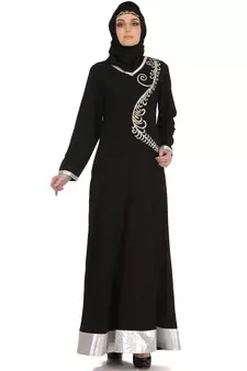 MyBatua Black Polyester Arabian Style Islamic Wear For Women Muslim Abaya With Hijab