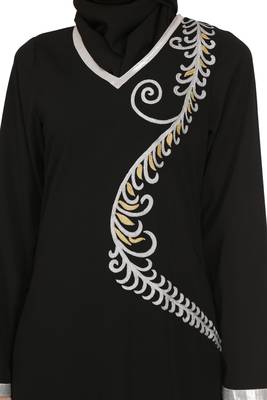 MyBatua Black Polyester Arabian Style Islamic Wear For Women Muslim Abaya With Hijab 3