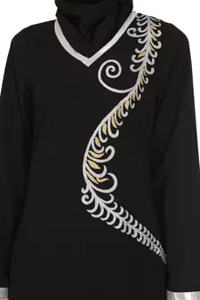 MyBatua Black Polyester Arabian Style Islamic Wear For Women Muslim Abaya With Hijab