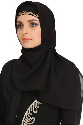 MyBatua Black Polyester Arabian Style Islamic Wear For Women Muslim Abaya With Hijab 5