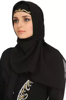 MyBatua Black Polyester Arabian Style Islamic Wear For Women Muslim Abaya With Hijab
