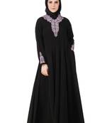 Black Polyester Arabian Style Islamic Ramadan Abaya for Women with Hijab