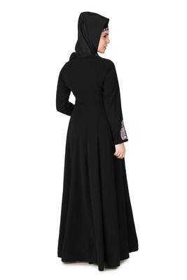 Black Polyester Arabian Style Islamic Ramadan Abaya for Women with Hijab 4