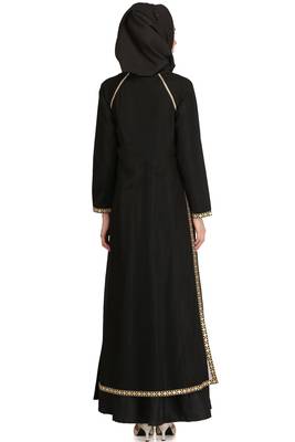 MyBatua Black Polyester Arabian Style Islamic Wear For Women Muslim Abaya With Hijab 3