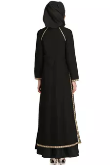 MyBatua Black Polyester Arabian Style Islamic Wear For Women Muslim Abaya With Hijab
