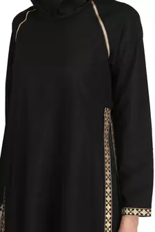 MyBatua Black Polyester Arabian Style Islamic Wear For Women Muslim Abaya With Hijab