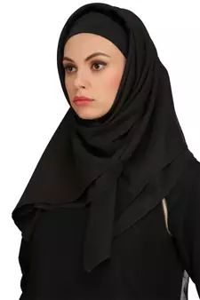 MyBatua Black Polyester Arabian Style Islamic Wear For Women Muslim Abaya With Hijab