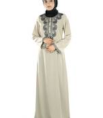 MyBatua Grey Polyester Arabian Style Islamic Wear For Women Muslim Abaya With Hijab