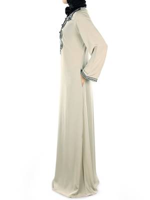 MyBatua Grey Polyester Arabian Style Islamic Wear For Women Muslim Abaya With Hijab 3