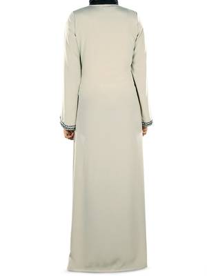 MyBatua Grey Polyester Arabian Style Islamic Wear For Women Muslim Abaya With Hijab 4