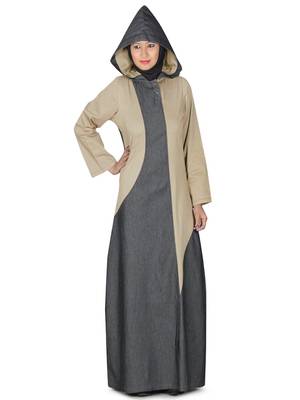 MyBatua Multicolor Denim Arabian Style Islamic Wear For Women Muslim Abaya With Hijab 1