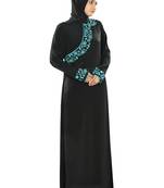 MyBatua Black Poly Crepe Arabian Style Islamic Wear For Women Muslim Abaya With Hijab