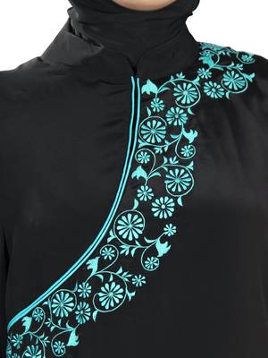 MyBatua Black Poly Crepe Arabian Style Islamic Wear For Women Muslim Abaya With Hijab 3