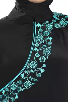 MyBatua Black Poly Crepe Arabian Style Islamic Wear For Women Muslim Abaya With Hijab