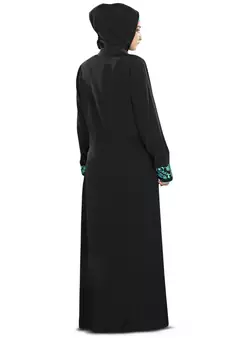MyBatua Black Poly Crepe Arabian Style Islamic Wear For Women Muslim Abaya With Hijab