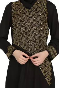 MyBatua Black Polyester Arabian Style Islamic Wear For Women Muslim Abaya With Hijab