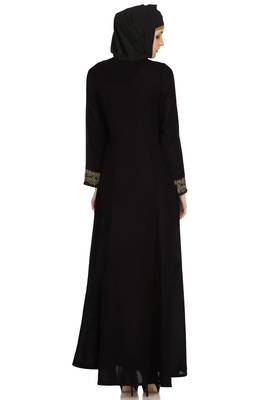 MyBatua Black Polyester Arabian Style Islamic Wear For Women Muslim Abaya With Hijab 4