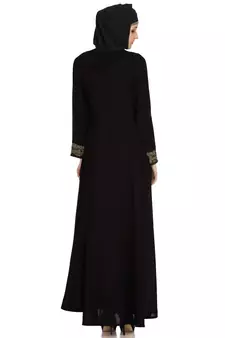 MyBatua Black Polyester Arabian Style Islamic Wear For Women Muslim Abaya With Hijab