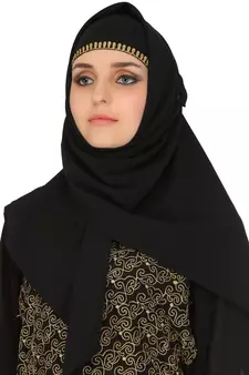 MyBatua Black Polyester Arabian Style Islamic Wear For Women Muslim Abaya With Hijab