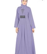 MyBatua Purple Poly Crepe Arabian Style Islamic Wear For Women Muslim Abaya With Hijab