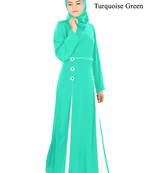 MyBatua Green Poly Crepe Arabian Style Islamic Wear For Women Muslim Abaya With Hijab