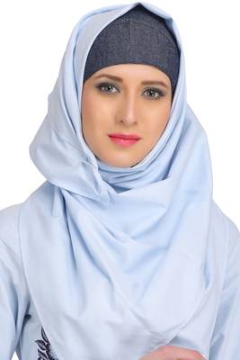MyBatua Multicolor Denim Arabian Style Islamic Wear For Women Muslim Abaya With Hijab 4