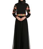 MyBatua Black Polyester Arabian Style Islamic Wear For Women Muslim Abaya With Hijab